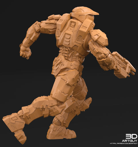 Space Spartan miniature Running pose | 28mm, 32mm Scales also 50mm and 100mm | Sci-Fi Video Games miniatures | Fan Art | 3Dartguy|