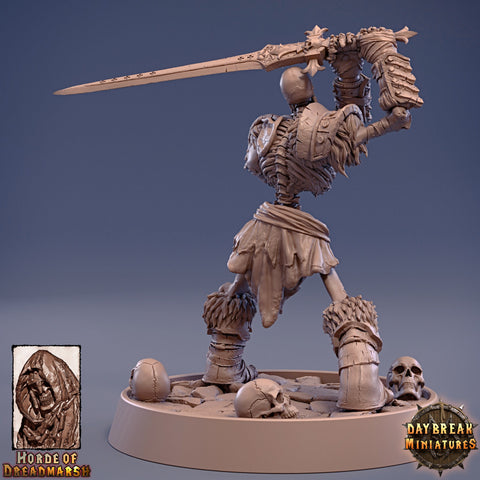 Skeleton Knight with Great Sword |  Undead miniature| Dungeons and Dragons | 28mm, 32mm 75mm | Pathfinder | Figure for Painting| Daybreak