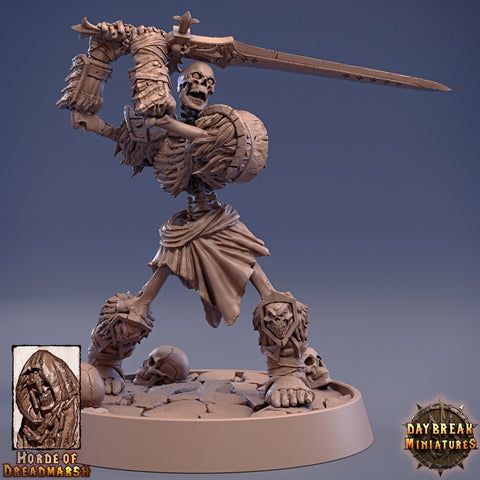 Skeleton Knight with Great Sword |  Undead miniature| Dungeons and Dragons | 28mm, 32mm 75mm | Pathfinder | Figure for Painting| Daybreak