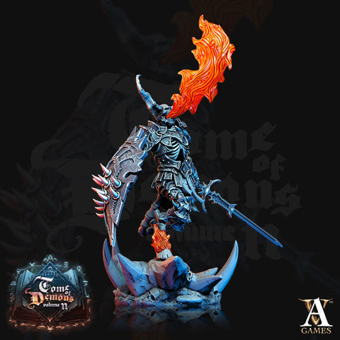 Undead Death Warrior, Demon Hell Knight | 28mm, 32mm, 75mm Scale | Dungeons and Dragons 5e Miniatures | Pathfinder | Archvillain games