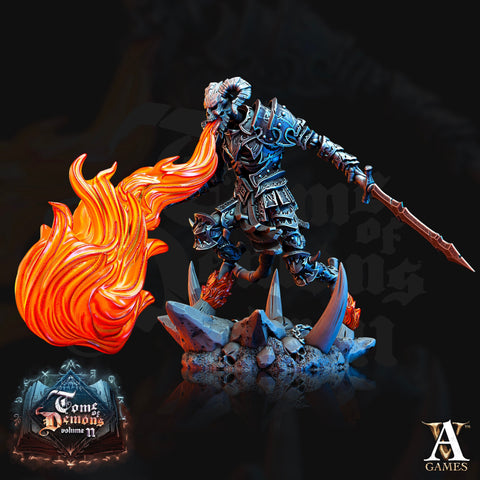 Undead Death Fighter, Demon Hell Knight | 28mm, 32mm, 75mm Scale | Dungeons and Dragons 5e Miniatures | Pathfinder | Archvillain games
