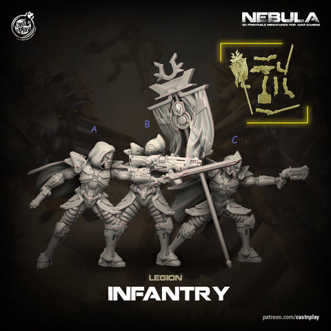 Legion Prime Infantry space soldier sci-fi Miniatures | 28mm, 32mm, 75mm | Nebula Unpainted | CastnPlay