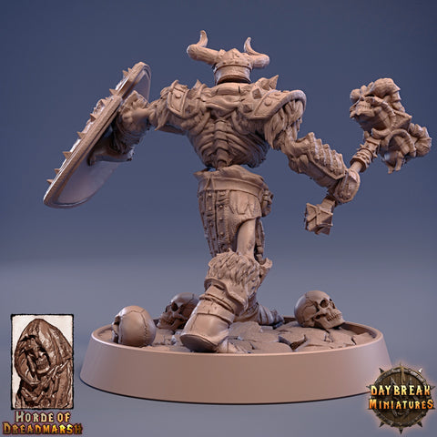 Skeleton Knight with Hammer and Shield | Undead Tiefling | Dungeons and Dragons | 28mm, 32mm 75mm | Pathfinder Figure for Painting| Daybreak