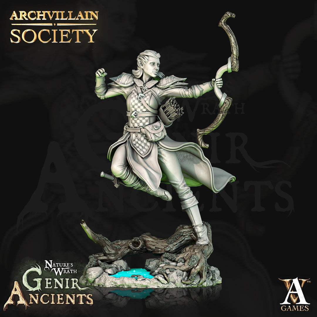 Female Elf Ranger Fighter | Miniature | 28mm Scale | 32mm Scale | 75mm Scale | Pathfinder Figure | DnD | Elf Figurine unpainted |
