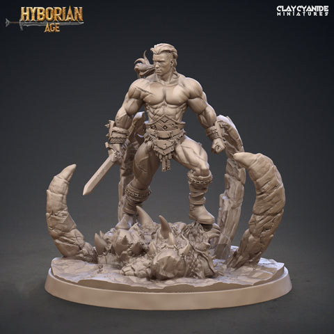 Legendary Barbarian with Sword | 28mm,32mm Scale, 55mm, 70mm  | Resin figurine Statue Miniature | Dungeons and Dragons | Clay Cyanide |