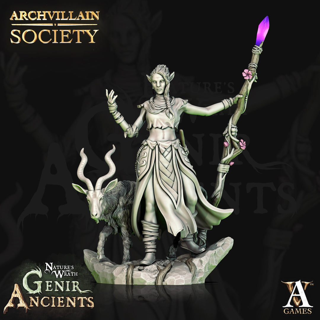 Elf Female Druid  Resin Miniature | 28mm, 32mm, 75mm Scales | Dungeons and Dragons | Pathfinder | Archvillain Games