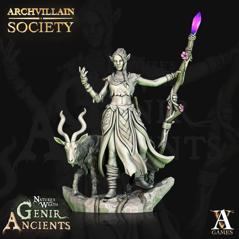 Elf Female Druid  Resin Miniature | 28mm, 32mm, 75mm Scales | Dungeons and Dragons | Pathfinder | Archvillain Games