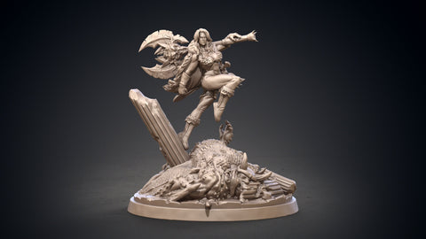 Legendary Female Barbarian with Great Axe | 28mm,32mm Scale, 55mm, 70mm  | Resin figurine Statue | Dungeons and Dragons | Clay Cyanide |