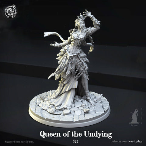 Undead Queen Miniature | Dungeons and Dragons | 28mm, 32mm, 75mm | Pathfinder | Unpainted | CastnPlay