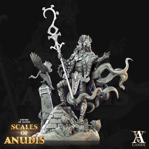 Egyptian Anubian Priest | 28mm, 32mm, 75mm Scales | Dungeons and Dragons | Pathfinder | Table Top miniatures | Archvillain Games