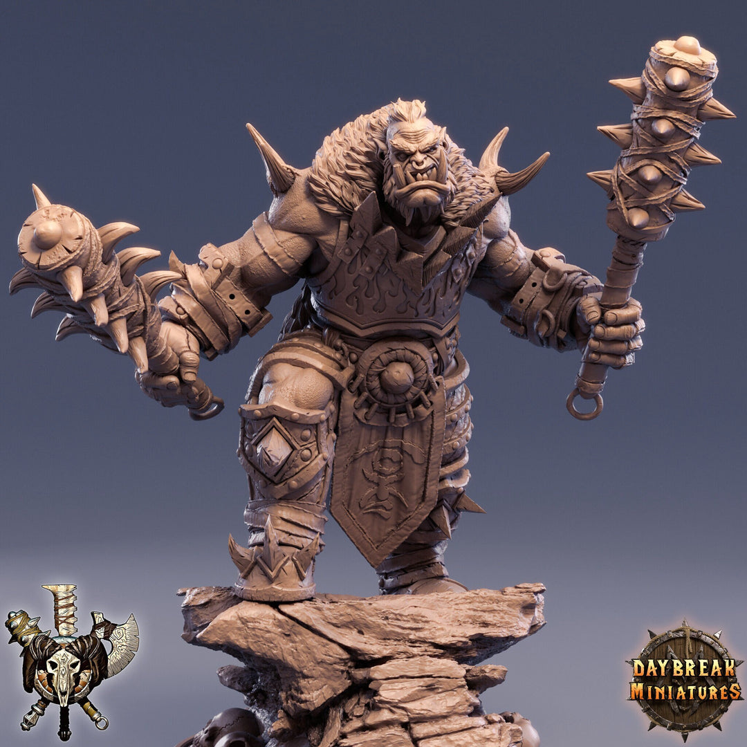 Orc Fighter Warrior Barbarian 2-Weapon Style Mace with Spikes | Scales: 28mm | 32mm | 75mm |  Megaboss | Dungeons and Dragons | Pathfinder |