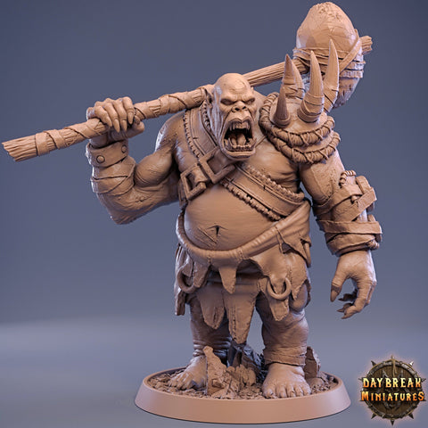 Ogre with Mace | 28mm & 32mm Scale | 73mm Tall | Dungeons and Dragons | Pathfinder Oger | Daybreak Miniatures | Tabletop RPG |