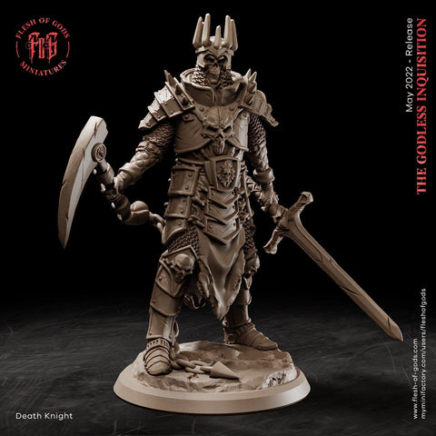 Undead Death Knight | 28mm, 32mm, 75mm Scale Resin Miniature | Flesh of Gods | Dungeons and Dragons |