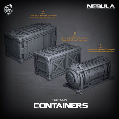 Sci-Fi Large Terrain Containers Props | 100mm Solid Resin 28mm, 32mm Scales |  RPG Tabletop scatter Terrain |  Futuristic Wargames