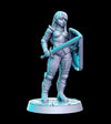 Female Pinup Paladin Fighter | 28mm,32mm,75mm Scale Dungeons and Dragons 5e Miniature Unpainted Figurine D&D Tabletop RPG Fantasy Gaming