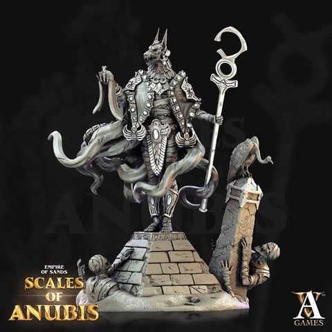 Egyptian Anubian Priest | 28mm, 32mm, 75mm Scales | Dungeons and Dragons | Pathfinder | Table Top miniatures | Archvillain Games