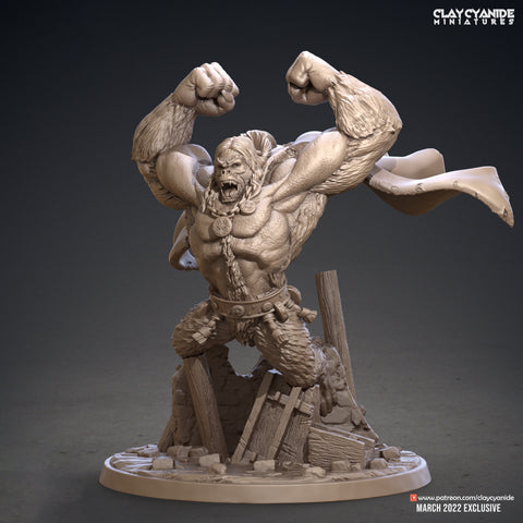 Great Ape Man, Gorilla Folk DnD 5e  | 28mm, 32mm Scales  | Resin figurine Statue Miniature | Dungeons and Dragons | Clay Cyanide |