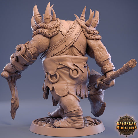 Ogre with Battle Axe | 28mm & 32mm Scale | 73mm Tall | Dungeons and Dragons | Pathfinder Oger | Daybreak Miniatures | Tabletop RPG |