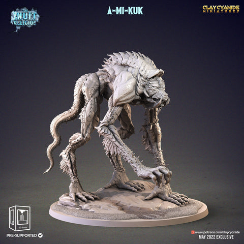 Monstrosity Monster predator Miniature A-Mi-Kuk  | 100mm tall | 28mm and 32mm scale |  | Dungeons and Dragons | Pathfinder | Clay Cyanide |
