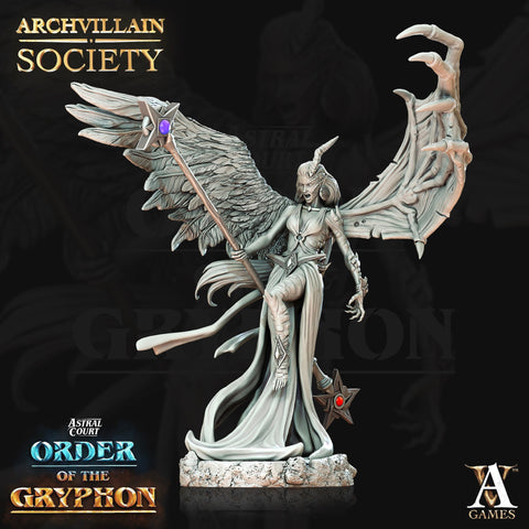 Nephalem Female Half Angel Half Demon Sorceress | 28mm, 32mm, 75mm Scales | Dungeons and Dragons 5e | Pathfinder | Archvillain Games