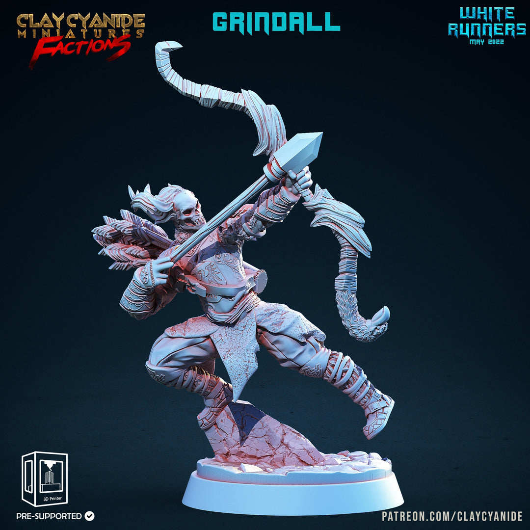 Skeleton Undead Archer White Runner | 28mm, 32mm,75mm Scales | Resin Miniature | Dungeons and Dragons | Figure for painting | Pathfinder |