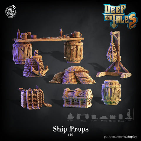 Ship Props Sea Adventure | Solid Resin 28mm, 32mm| Dungeons and Dragons 5e Miniature | Pathfinder | RPG Tabletop scatter Terrain | DnD|