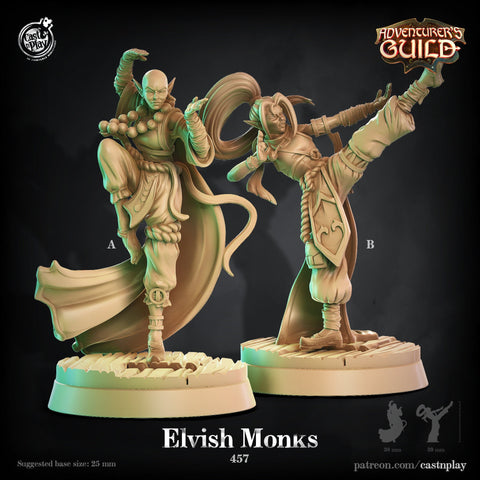 Elf /Half-Elf Monks PC or NPC | 28mm, 32mm, 75mm Scale | Dungeons and Dragons 5e Miniatures | Pathfinder | Figurine | Resin