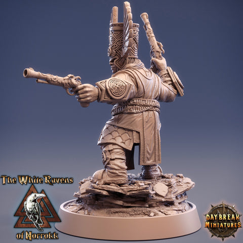 Female Dwarf Gunslinger Fighter | Dungeons and Dragons | 28mm,32mm,75mm Scales | Pathfinder Mini for Painting | Daybreak Miniatures