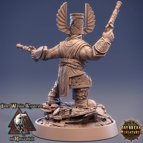 Female Dwarf Gunslinger Fighter | Dungeons and Dragons | 28mm,32mm,75mm Scales | Pathfinder Mini for Painting | Daybreak Miniatures