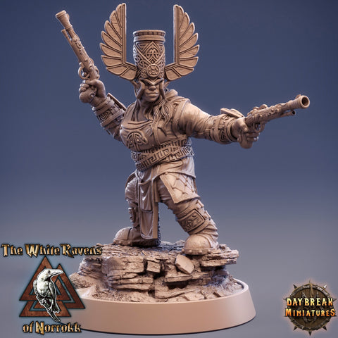 Female Dwarf Gunslinger Fighter | Dungeons and Dragons | 28mm,32mm,75mm Scales | Pathfinder Mini for Painting | Daybreak Miniatures