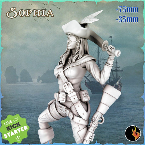 Sexy Female Pinup Swashbuckler Fighter Pirate Gunslinger | 28mm, 32mm, 75mm Scale | Dungeons and Dragons 5e Miniatures | DnD Mini |