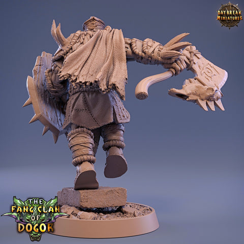 Bugbear Fighter Warrior Barbarian Axe & Shield | Scales 28mm|32mm |75mm | Megaboss | Dungeons and Dragons |Pathfinder |Daybreak Miniatures
