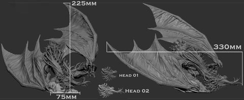 Elder Brain Dragon | Young, Mature & Ancient Sizes 225mm High - 330mm Long | Dungeons and Dragons 5e | Dragon Mindflayer Monster Figure