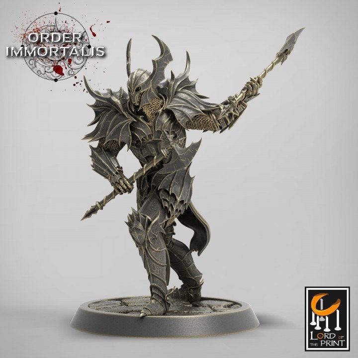 Fighter Charging Two Weapon style Axes , Chaos Knight,  Unpainted Miniature | 28mm, 32mm,75mm Scales | Dungeons and Dragons | Pathfinder |