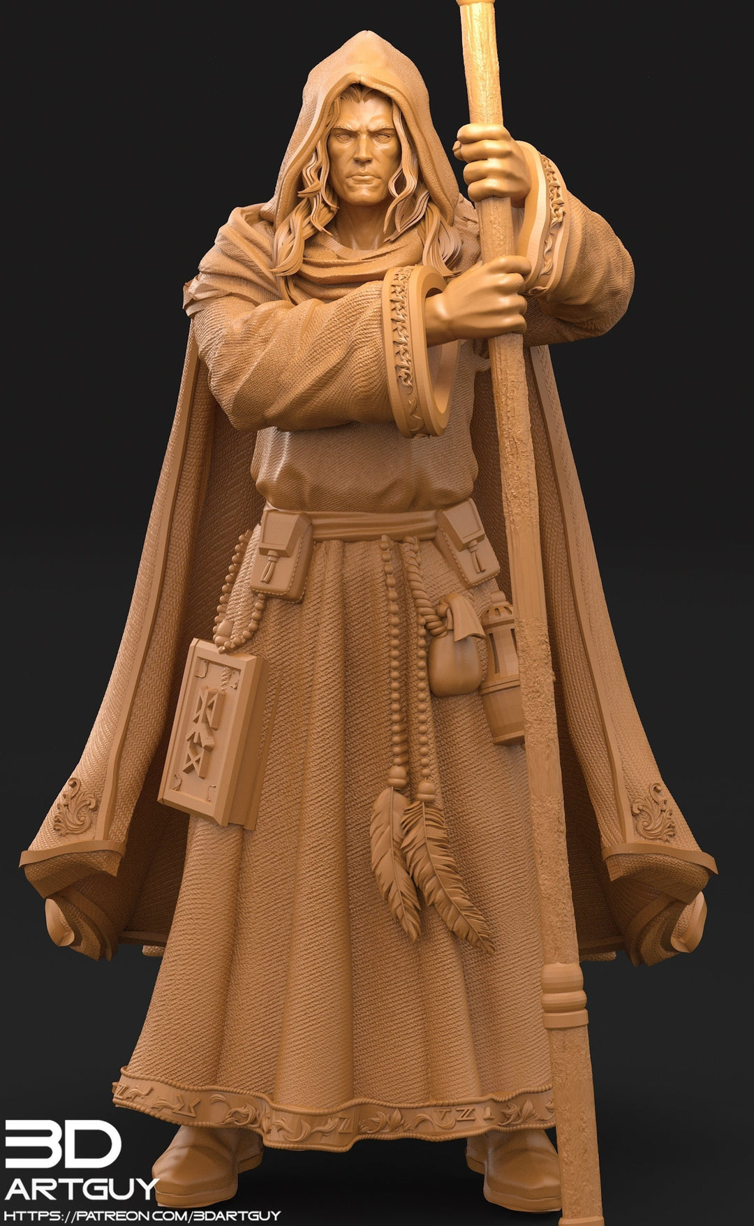 Human Male Wizard Miniature | 28mm, 32mm, 75mm Scales | Dungeons and Dragons | Pathfinder | Battle Wizard
