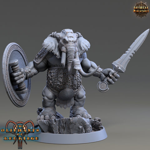 Luxodon Warrior Elephant Race  Scales: 28mm, 32mm,54mm,75mm | D&D 5e Megaboss | Dungeons and Dragons | Pathfinder | Daybreak Miniatures