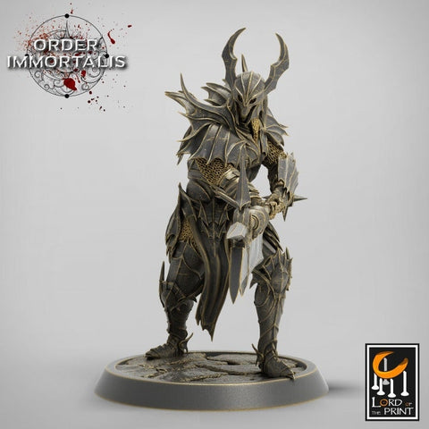 Fighter Halberd Polearm master, Oathbreaker Paladin,  Unpainted Miniature | 28mm, 32mm,75mm Scales | Dungeons and Dragons | Pathfinder |