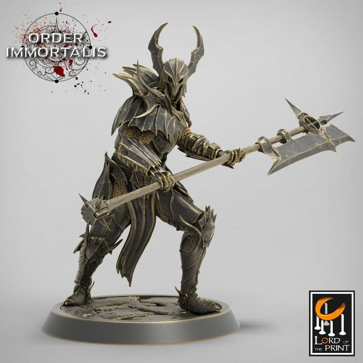 Fighter Halberd Polearm master, Oathbreaker Paladin,  Unpainted Miniature | 28mm, 32mm,75mm Scales | Dungeons and Dragons | Pathfinder |
