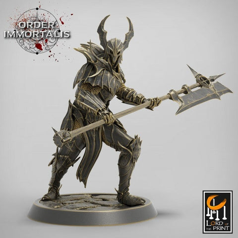 Fighter Halberd Polearm master, Oathbreaker Paladin,  Unpainted Miniature | 28mm, 32mm,75mm Scales | Dungeons and Dragons | Pathfinder |