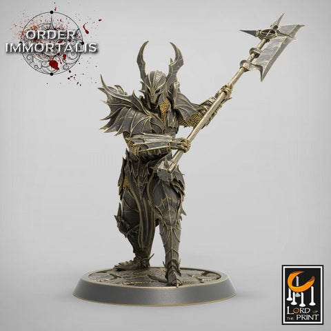 Fighter Halberd Polearm master, Oathbreaker Paladin,  Unpainted Miniature | 28mm, 32mm,75mm Scales | Dungeons and Dragons | Pathfinder |