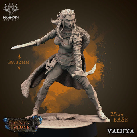 Human Female Fighter Rogue Assassin | 28mm, 32mm, 75mm Scale Resin Miniature |Dungeons and Dragons | Valhya Mammoth Factory