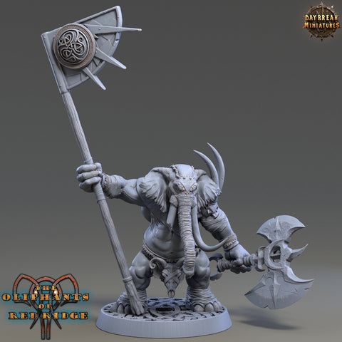 Luxodon Warrior Elephant Race  Scales: 28mm, 32mm,54mm,75mm | D&D 5e Megaboss | Dungeons and Dragons | Pathfinder | Daybreak Miniatures