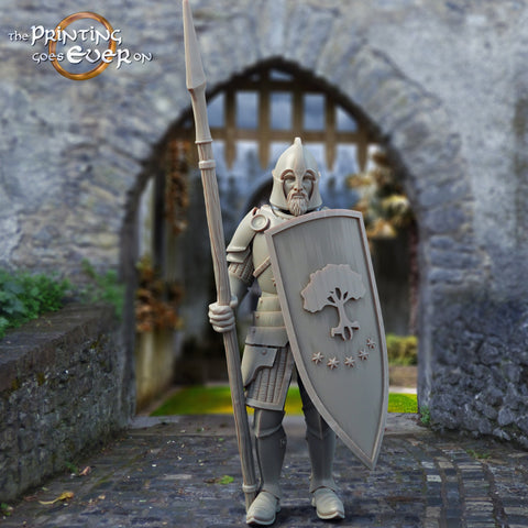 Fighter Soldier Spearman with shield  | 28mm Scale | 32mm Scale | 75mm Scale Pathfinder Figure | DnD 5e | The Printing Goes Ever on|