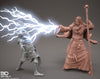 Human Male Wizard Lightning Bolt Spell | Resin Figure| 28mm, 32mm,75mm Scales, 100mm Tall| Dungeons and Dragons | Pathfinder | Battle Wizard