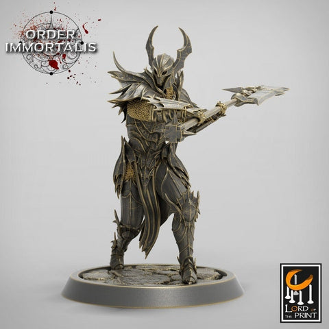 Fighter Halberd Polearm master, Oathbreaker Paladin,  Unpainted Miniature | 28mm, 32mm,75mm Scales | Dungeons and Dragons | Pathfinder |