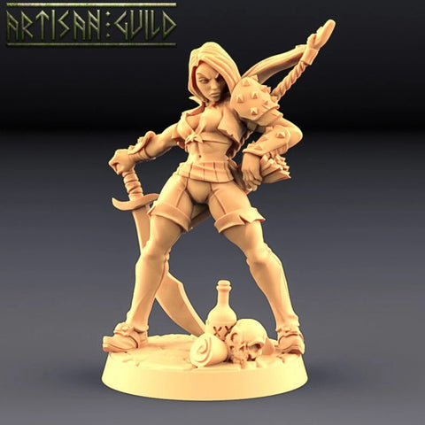 Rogue Assassin  Ranger Sword and Bow | 28mm, 32mm, 75mm Scale Resin Miniature | Dungeons and Dragons | Artisan Guild