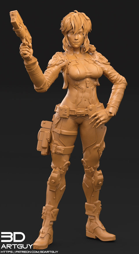 Female Cop Unarmored | 28mm, 32mm Scales also 50mm and 100mm | Sci-Fi miniatures | Fan Art