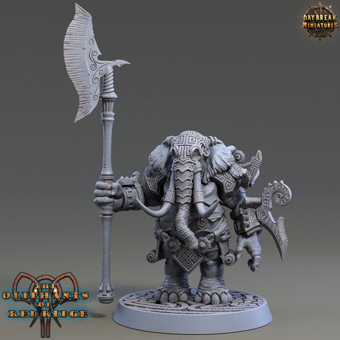 Luxodon Warrior Elephant Race  Scales: 28mm, 32mm,54mm,75mm | D&D 5e Megaboss | Dungeons and Dragons | Pathfinder | Daybreak Miniatures