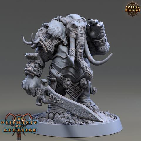 Luxodon Warrior Elephant Race  Scales: 28mm, 32mm,54mm,75mm | D&D 5e Megaboss | Dungeons and Dragons | Pathfinder | Daybreak Miniatures