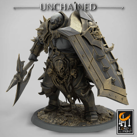 Heavy Chaos Knight Army | Oathbreaker Paladin, Great Axe and Shield | 28mm, 32mm,75mm Scales, 100mm Tall | Dungeons and Dragons | Pathfinder
